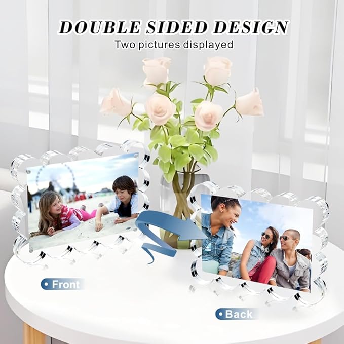 3 Pack 4x6 Inch Magnetic Acrylic Picture Frame, 10+10mm Thick Block, Double - Image 4