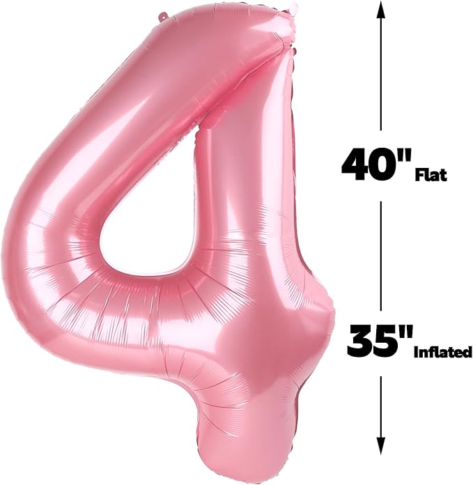 40 Inch Pearlescent Pink Large Number 4 Balloons, Giant Foil Number Four 14 24 - Image 2