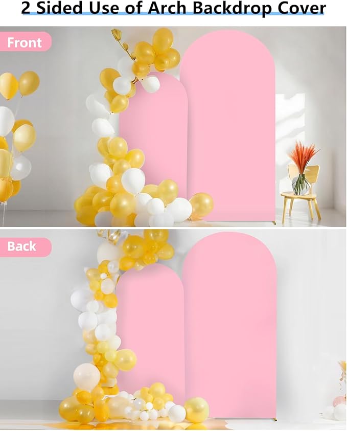 HEMMOTOP Pink Arch Backdrop Cover 7.2 ft, Wedding Arch Covers Stretchy Backdrop - Image 5