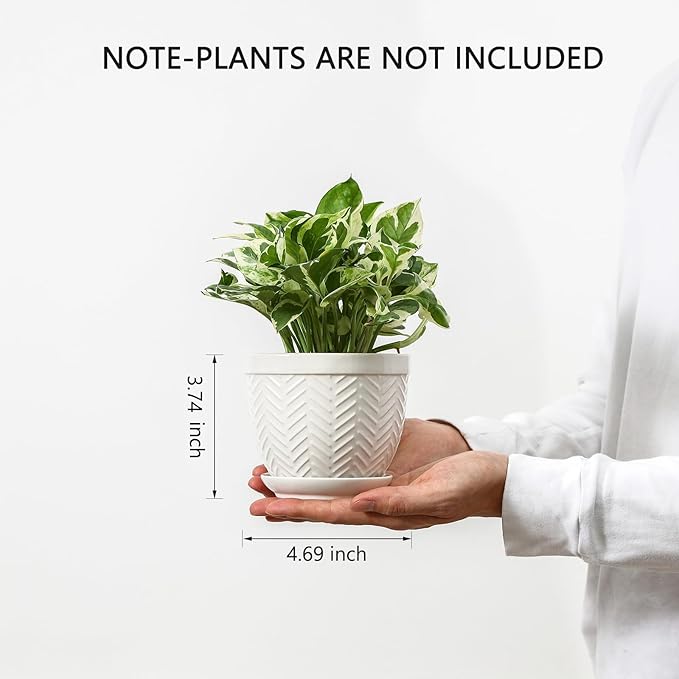 Sureasy Ceramic Plant Pots, 4.7 Inch Flower Pots - Image 2