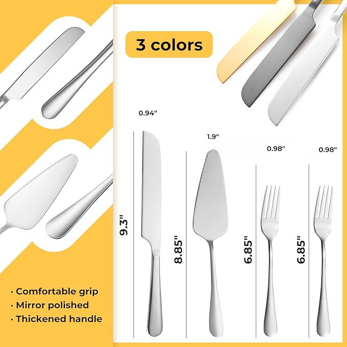 Personalized Wedding Cake Knife and Server Set Stainless Steel Forks Cake - Image 3
