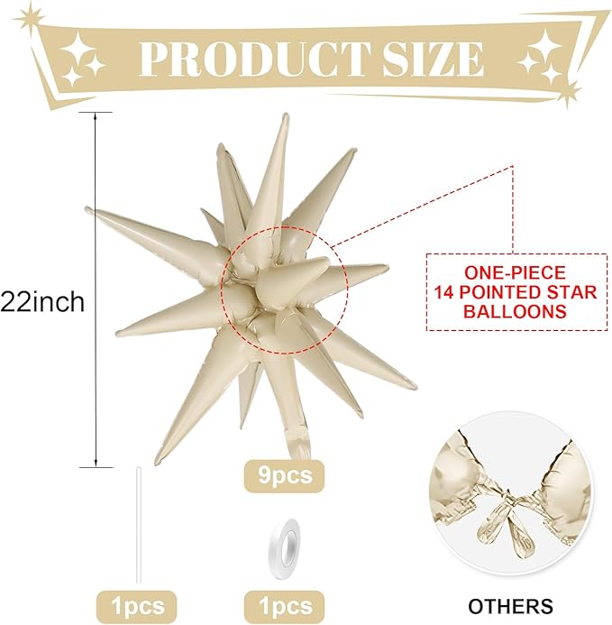 Cream White Star Balloons - Image 2