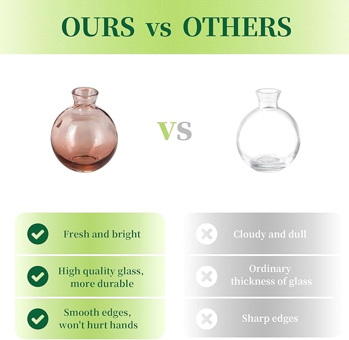 Hewory Glass Bud Vases for Centerpieces: Set of 12 Cute Pink Small Vases - Image 6