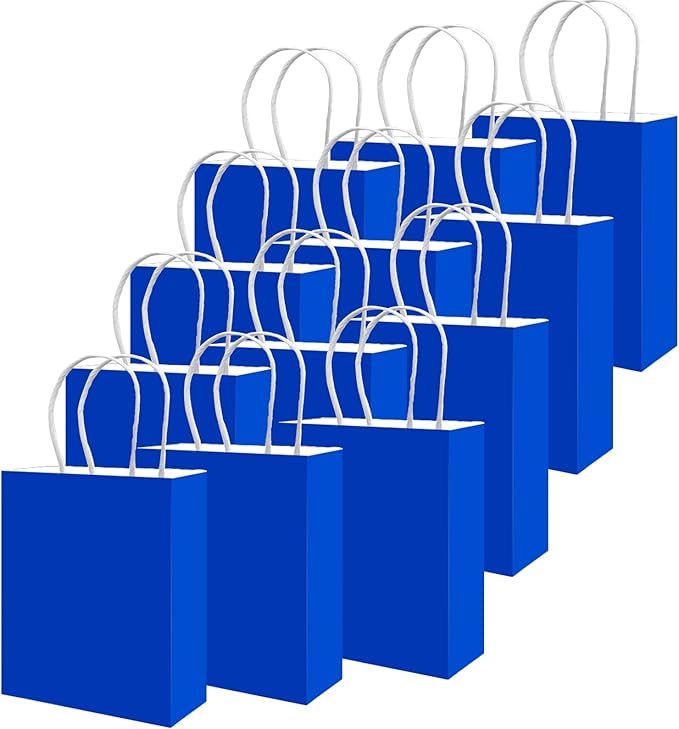 qiqee 50-Packs Diamond Blue Paper Gift Bags - Image 2