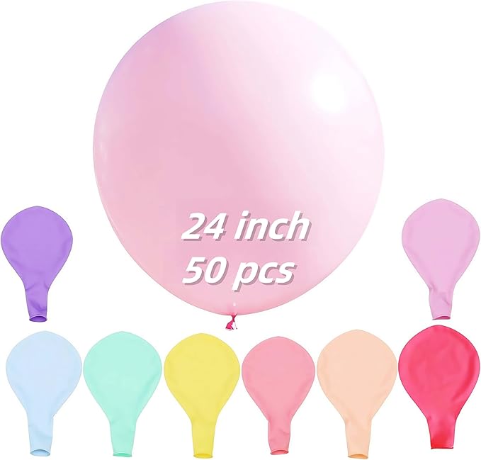 50 Pack Pastel Balloons 24 inch Multicolor Macaron Balloon - Image 2
