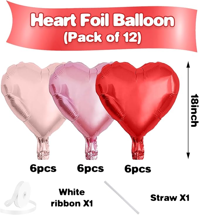 Pastel Pink Red Heart Balloons - Image 2
