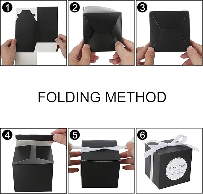 COTOPHER Small Gift Boxes 60 Pack 4x4x4 inches Black Gift Boxes - Image 6