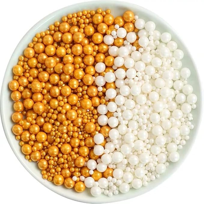 Edible White Sugar Pearls Candy Sprinkles 120G/ 4.23Ounce Baking Cake Sprinkles - Image 4