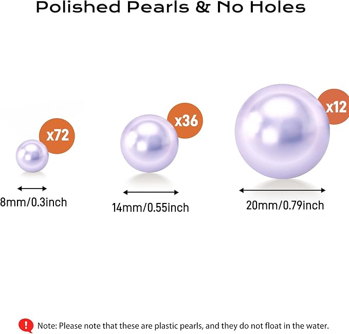 120 PCS 8/14/20mm No Hole Polish Pearl Beads - Image 2