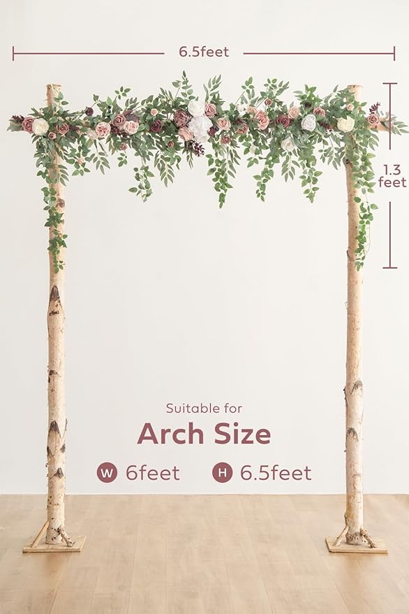 Ling's Moment 6.5FT Backdrop Floral Garland, Spring Artificial Wedding Arch - Image 2