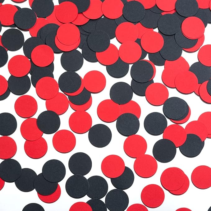 Black and Red Confetti Table Decoration by MOWO