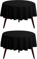 Pomp Black 70" Inch Round Premium Polyester Tablecloth | Wrinkle + Stain by POMP