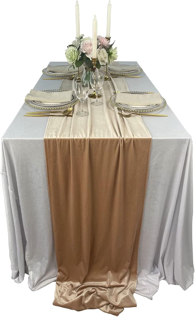 Luxurious Velvet Table Runner, 10ft Wedding Reception Decorations, 20x120inch by EHLDekol