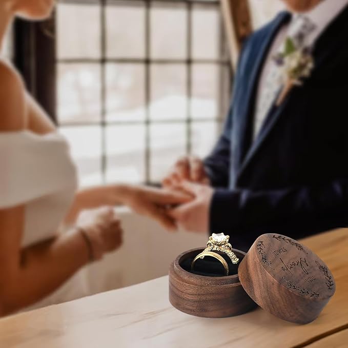 Ring Box, Wooden Ring Box for Wedding Ceremony Ring Bearer Box, Engagement Ring - Image 6