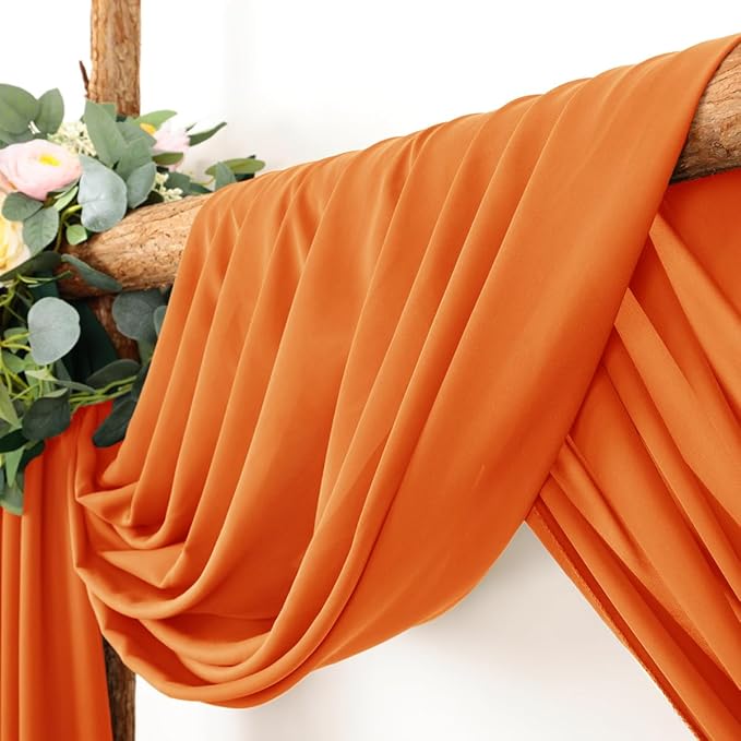 Wedding Arch Draping Fabric 1 Panel 30'' x 18FT Orange Sheer Chiffon Arch - Image 2