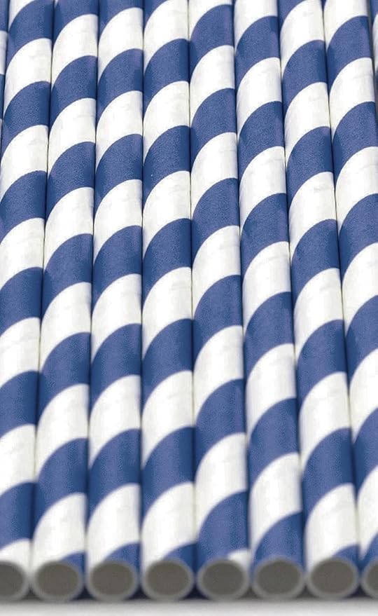Pack of 900 Navy Blue Swirls Biodegradable 4-Ply Paper Drinking Straws - Image 3