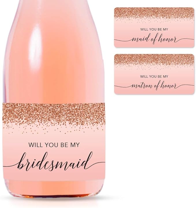 Andaz Press Mini Champagne Wine Bottle Proposal Labels by AndazPress