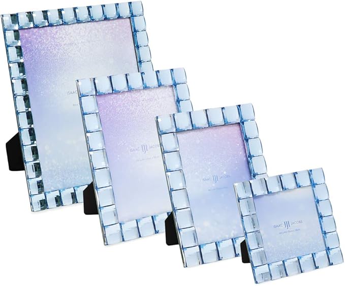 Isaac Jacobs Decorative Sparkling Light Blue Jewel Picture Frame, Photo Display - Image 4