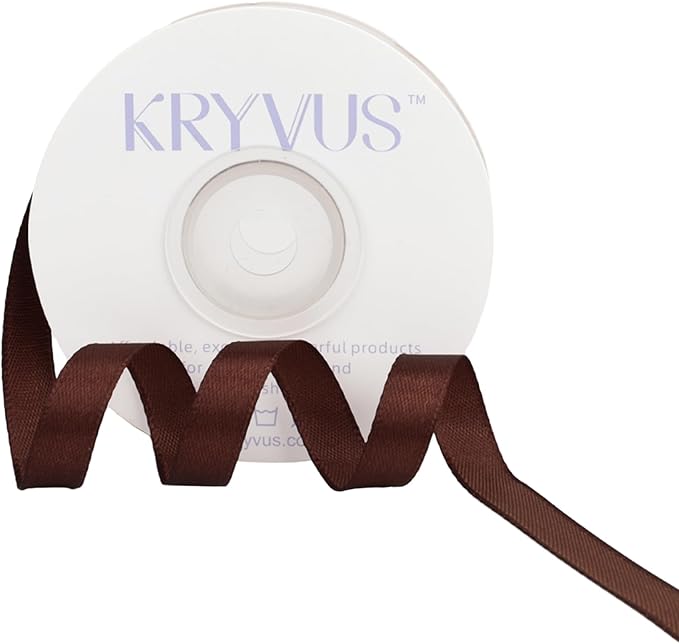 Dark Brown Satin Ribbon 3/8 inch X Continuous 25 Yards, Single Face Polyester by Kryvusribbon