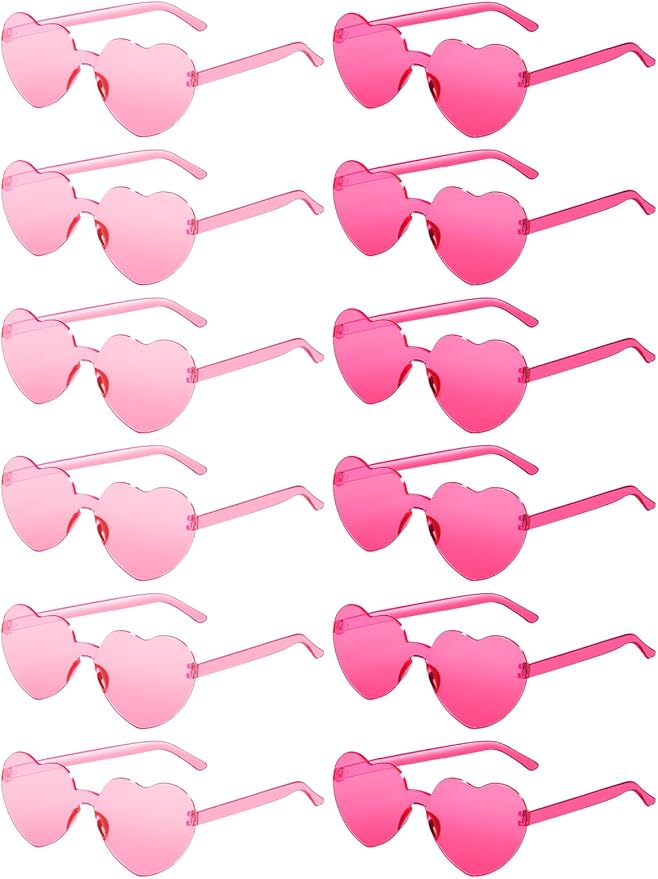 12 Pairs Heart Shaped Sunglasses by AGGKKY