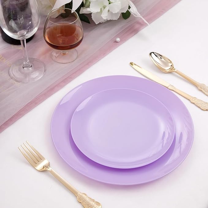 KIRE 60PCS Purple Plastic Plates Disposable - Image 4