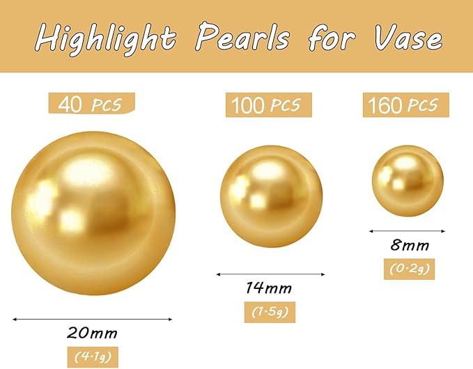 300Pcs Gold Polished No Hole Faux Pearl Beads - Image 3