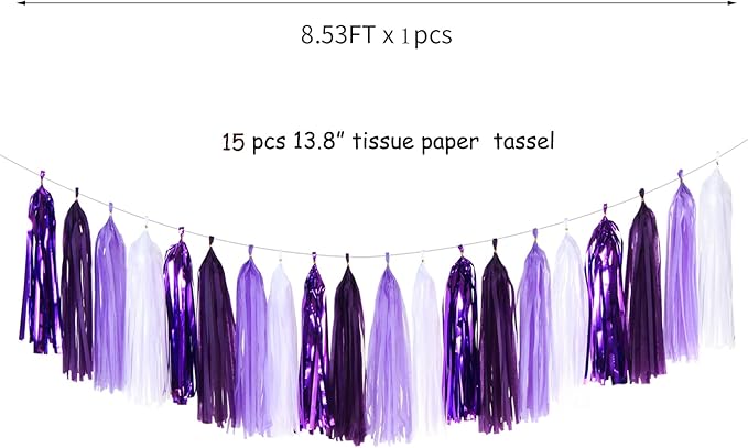Purple White Lavender Party-Decorations Tassel-Garland - Image 2