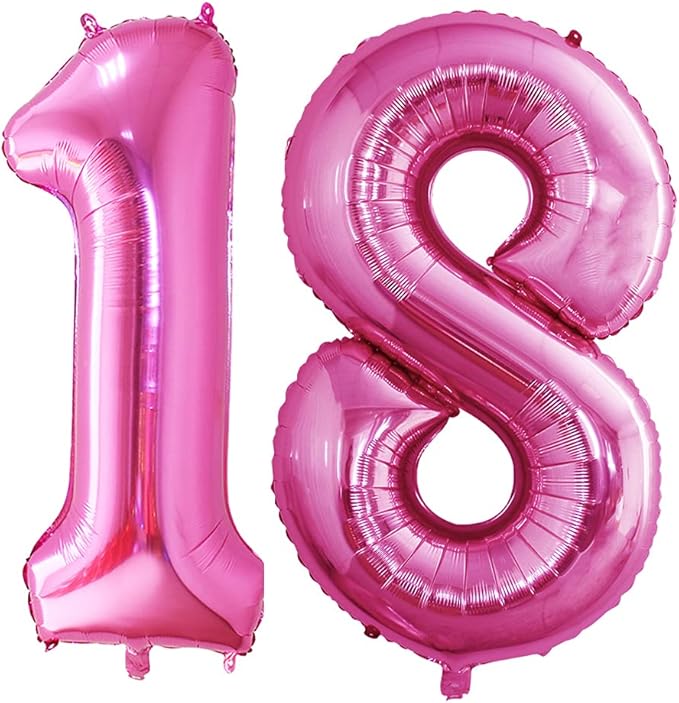 GOER Number 18 Balloons for 18th Birthday Sweet 18 Party Decorations, 42 Inch by GOER