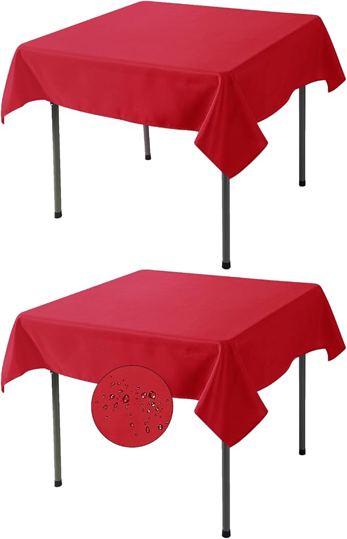 Fokitut 2 Pack Waterproof Square Tablecloth, 52x52 Inch, Stain Resistant and by BalsaCircle