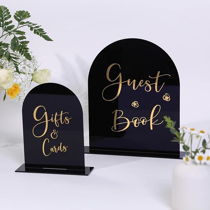UNIQOOO 10 Set Black Acrylic Arch Table Sign - Image 6