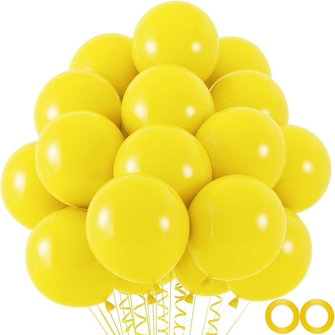 100pcs Balloons, 12 inch Yellow Latex Balloons Helium Quality by OWPFJG