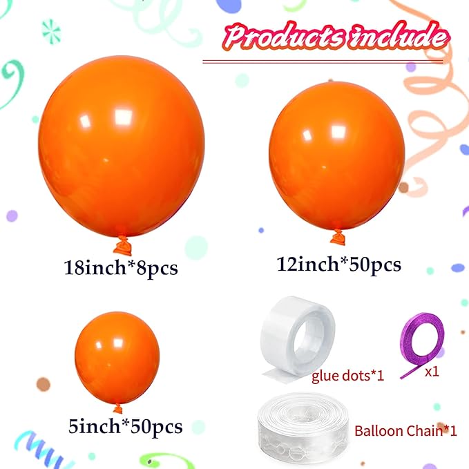 KAWKALSH Orange Balloon Arch Kit 111Pcs 18 12 5 Inch Latex Party Balloons - Image 4
