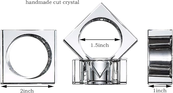 Crystal Napkin Holder Rings Square Design Christmas Decorations - Image 4
