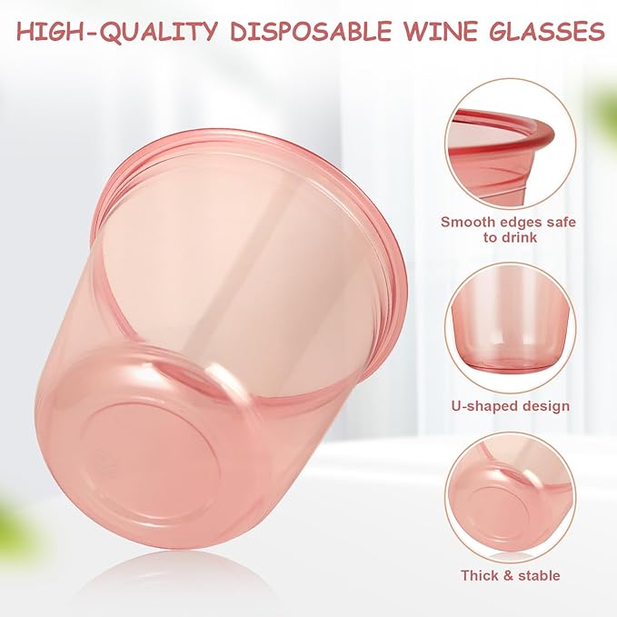 100 Pcs 12oz Crystal Pink Party Cups Disposable Plastic Cocktail Cups Plastic - Image 4