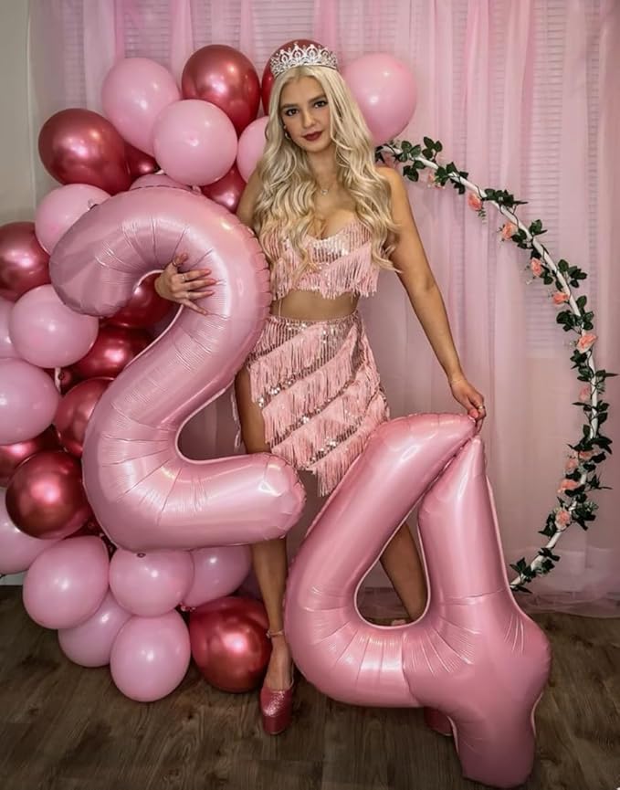 40 Inch Big Pearlescent Pink Number 2 Balloon Birthday Decoration, Number 2 - Image 6