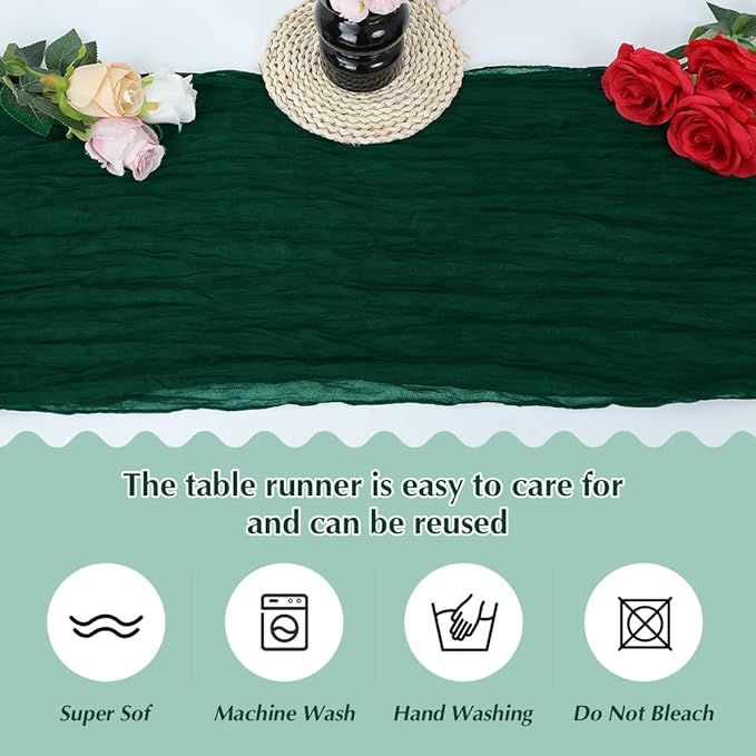 10 Pack Blackish Green Cheesecloth Table Runner -21*120Inch Long Boho Wedding - Image 4