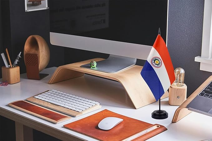 WXTWK 2 Pack Paraguay Flag Paraguay Deluxe Desk Flag Set - Image 5