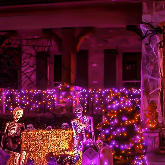 4-Pack 50 LED Orange and Purple Fairy Lights Battery Operated - Image 5