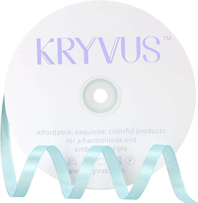 Light Blue Satin Ribbon 3/8 inch X Continuous 100 Yards, Single Face Polyester by Kryvusribbon
