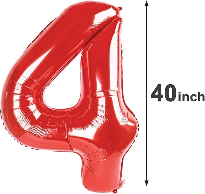 Number Balloon 40 Inch Red 4 Balloon, 4 14 24 34 40 44 48 New Years Balloons - Image 2