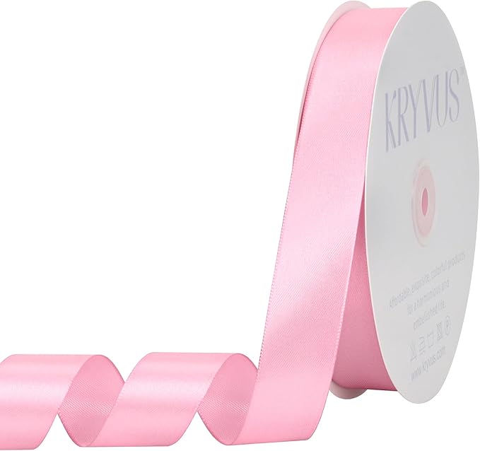 Rose Pink Satin Ribbon 1 inch X Continuous 100 Yards, Single Face Polyester by Kryvusribbon