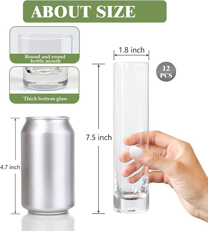 Glass Cylinder Bud Vases for Centerpieces, Handmade Slim Flower Vases Wedding - Image 3