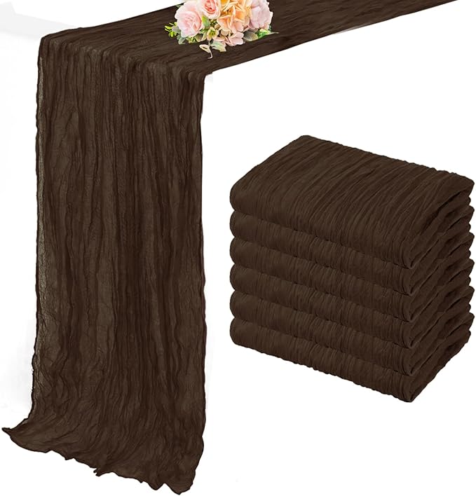 10FT 6 Pack Brown Cheesecloth Table Runner 20 x 120 Inch Long Boho Fabric by FoliafeelHome