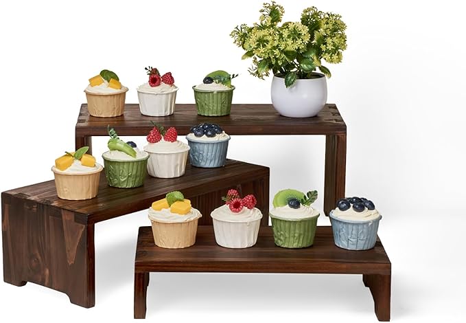 Set of 3 Wooden Rustic Cupcake Stand by Unknown