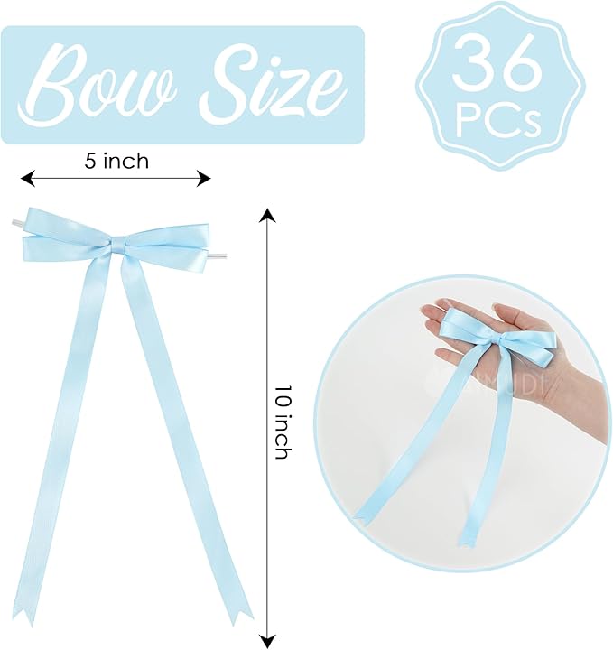 AIMUDI Baby Blue Bows 5 × 10" Satin Bows - Image 2