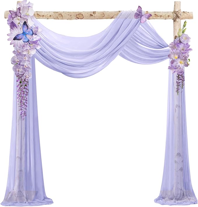 VOK Lavender Wedding Arch Draping Fabric Chiffon Curtains, 29in x 18Ft Sheer by VOK