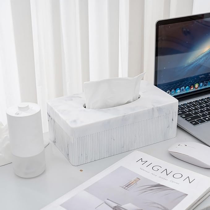 Marble Tissue Box Cover, Rectangular Napkin Facial Tissues Holder - Image 3