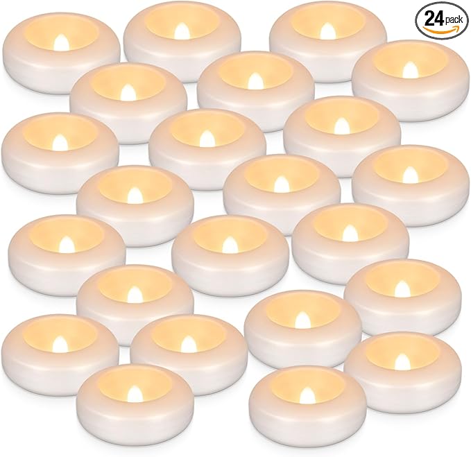 24Pack Waterproof Flameless Floating Tealights, 120+Hour Warm White Battery by CAKETYCG