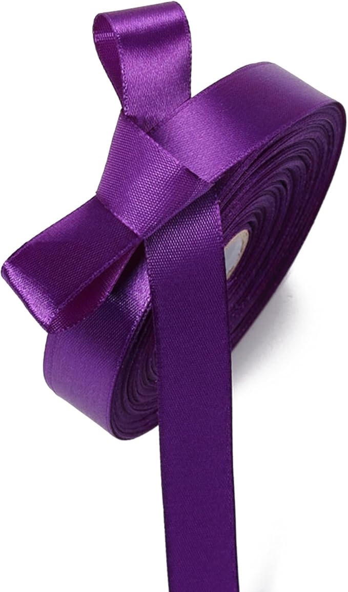 5/8 Inch Regal Purple Satin Ribbon 50 Yards Solid Fabric Ribbons by Celadora