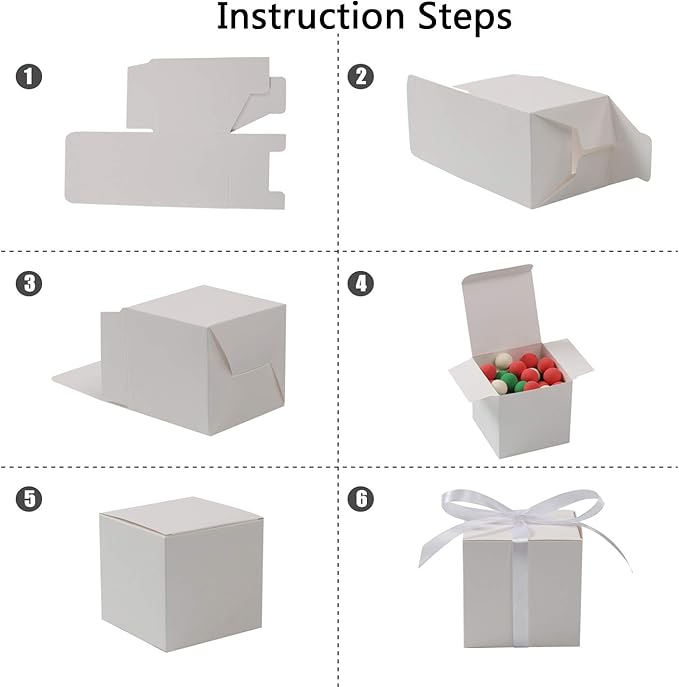 COTOPHER 100pcs Wedding Favor Boxes, Paper Gift Boxes 3x3x3 Inches Small Gift - Image 7